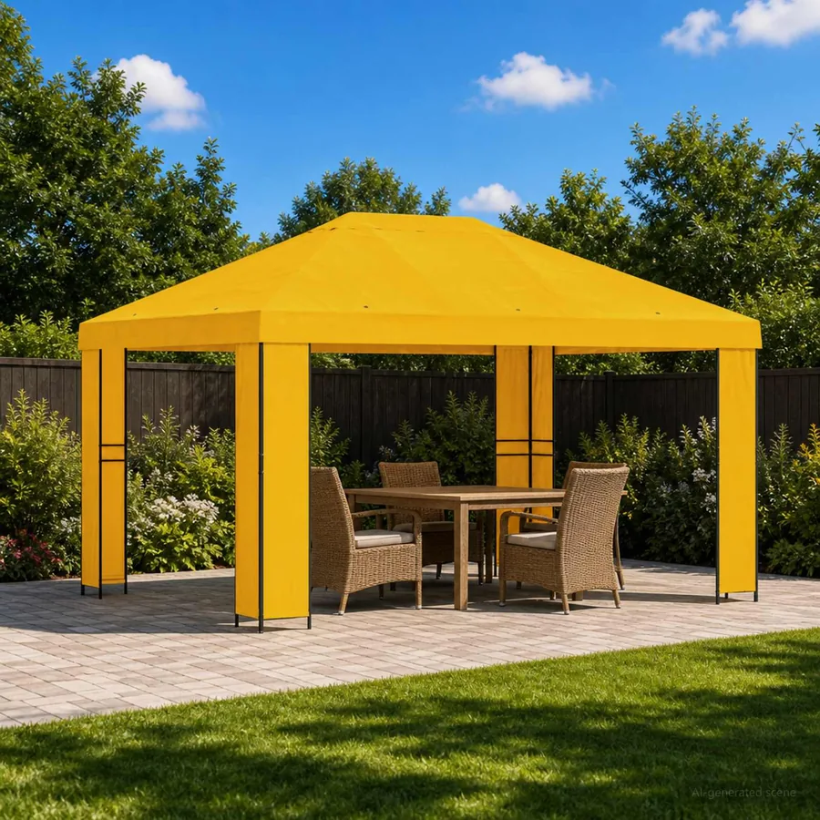 Pavillon 4 × 3 m Jaune Polyester et Acier 190 gsm