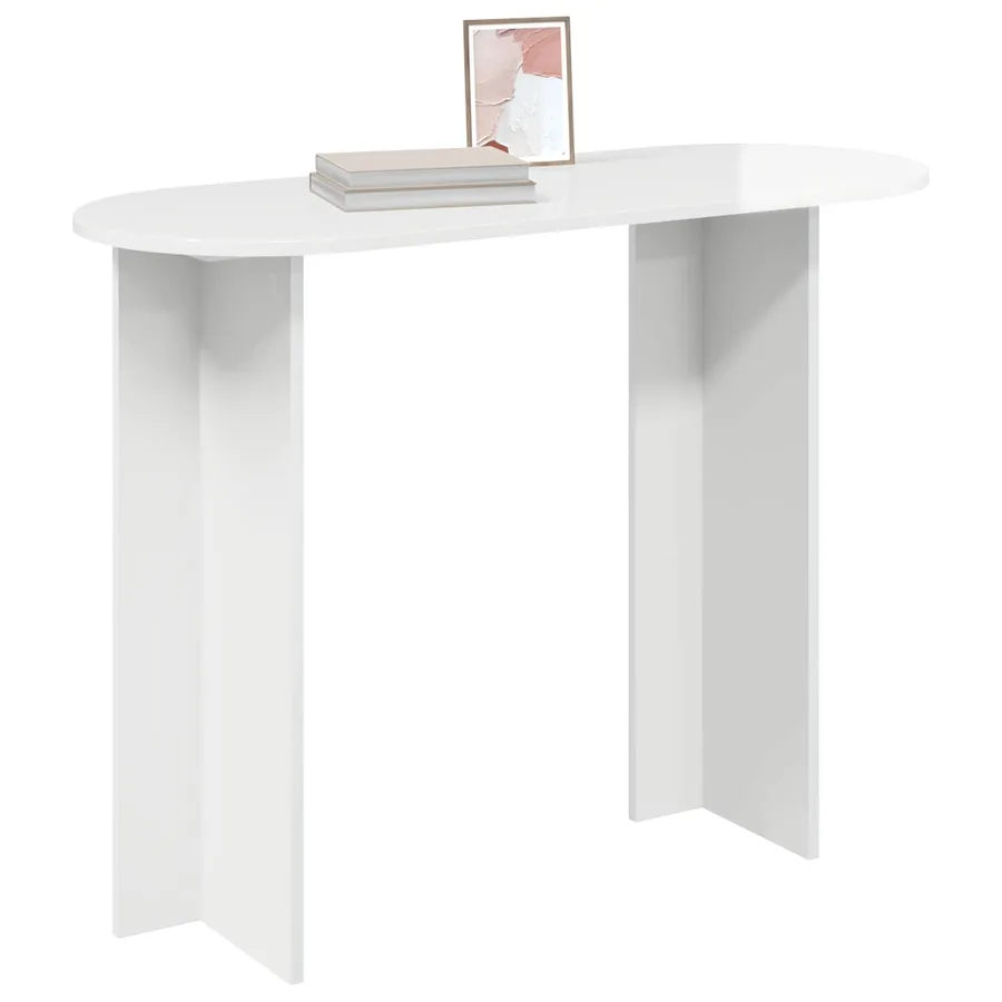 Table console avec stockage Blanc brillant 100 x 39,5 x 75 cm - 3
