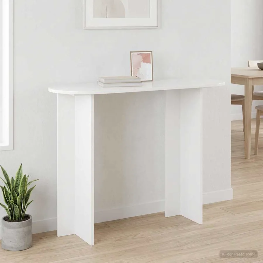 Table console avec stockage Blanc brillant 100 x 39,5 x 75 cm - 4