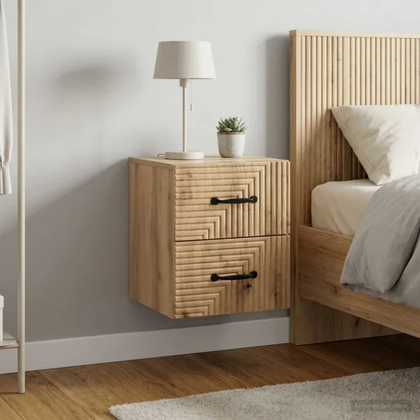 Cabinet de chevet mural 2 pc Chêne artisanal 34,5 x 33 x 40 cm