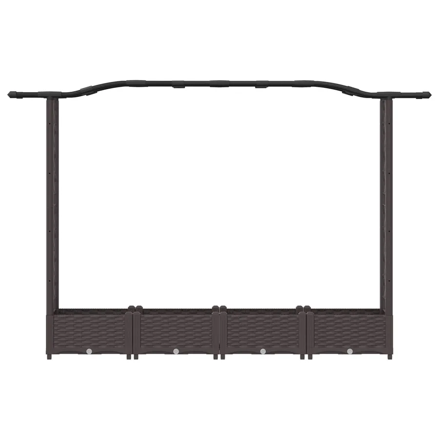 Lit Élevé avec Treillis et Toit Marron 207 x 40 x 123 cm PP - 4