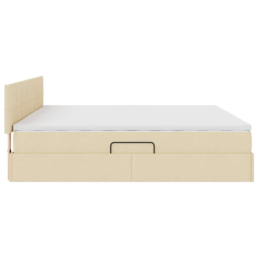 Lit de rangement LED avec matelas Crème 200 x 200 cm Tissu - 11