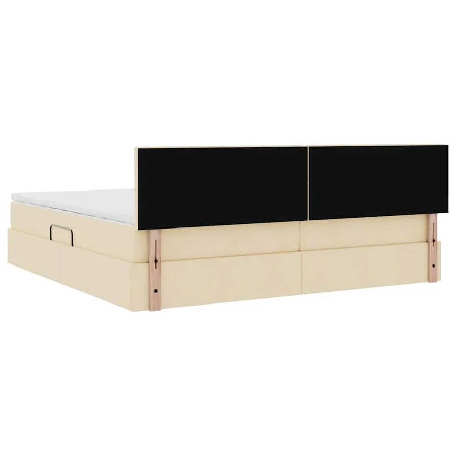 Lit de rangement LED avec matelas Crème 200 x 200 cm Tissu - 12