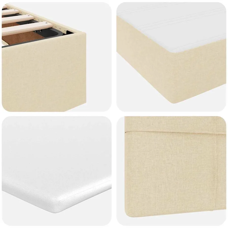 Lit de rangement LED avec matelas Crème 200 x 200 cm Tissu - 13