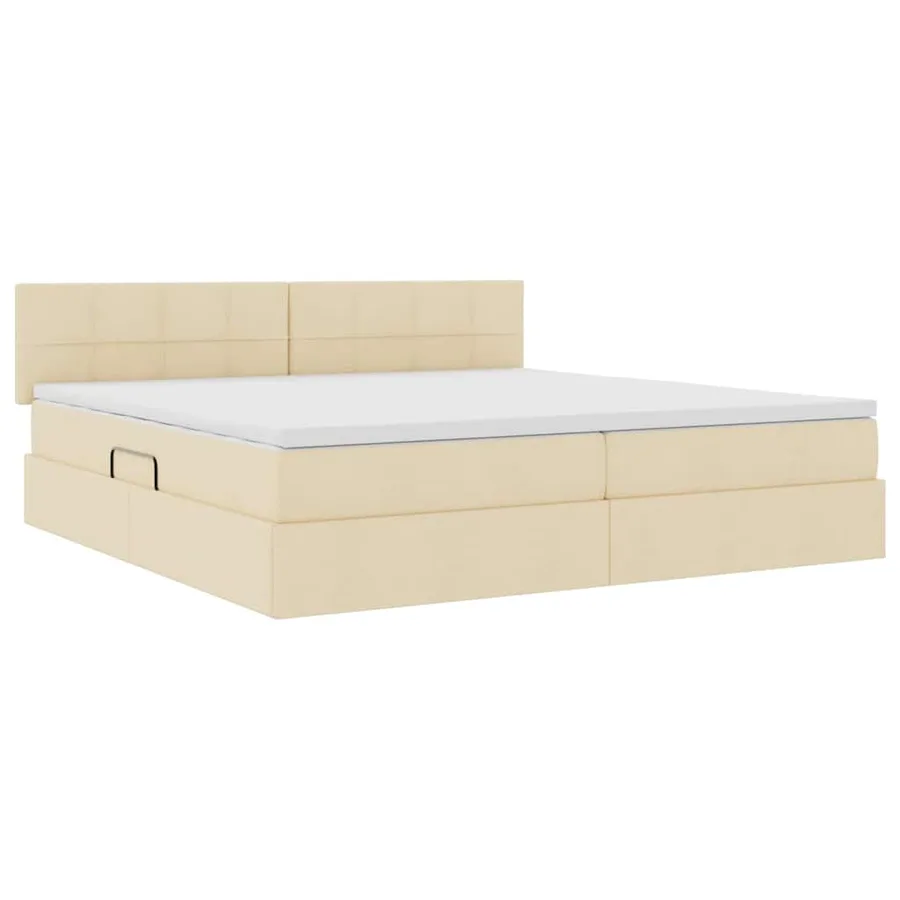 Lit de rangement LED avec matelas Crème 200 x 200 cm Tissu - 6