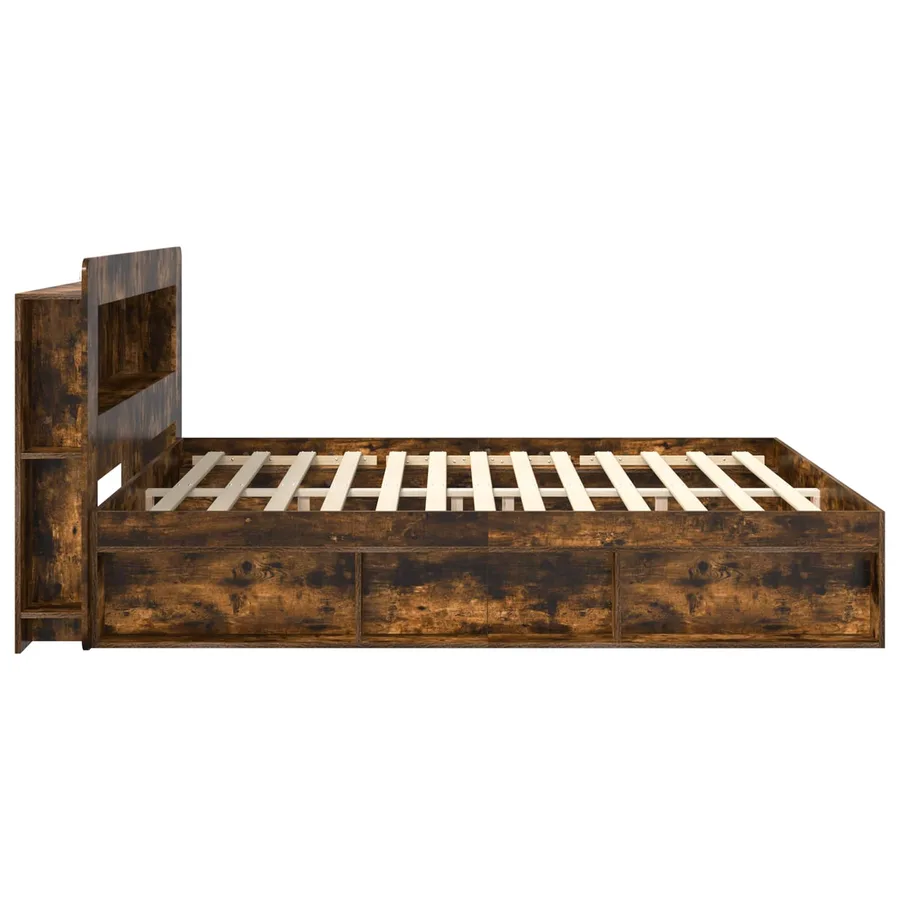 Cadre de lit avec rangement Chêne fumé 200 x 200 cm - 4
