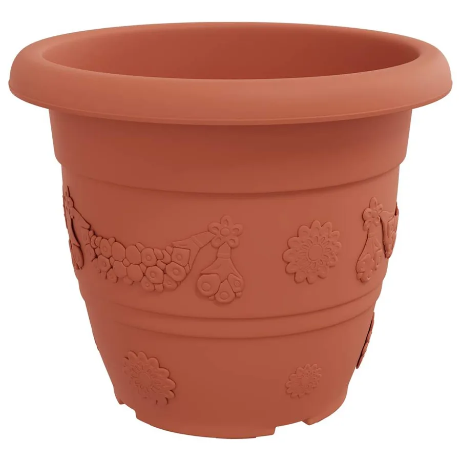 Pot à fleurs rond 24 pcs Rouge brique Ø 34 x 28 cm Plastique - 5