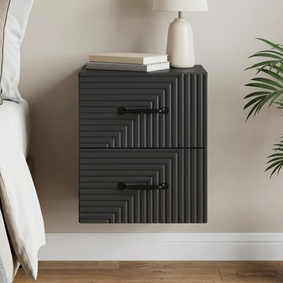 Cabinet de chevet mural avec tiroir Noir 34,5 x 33 x 40 cm