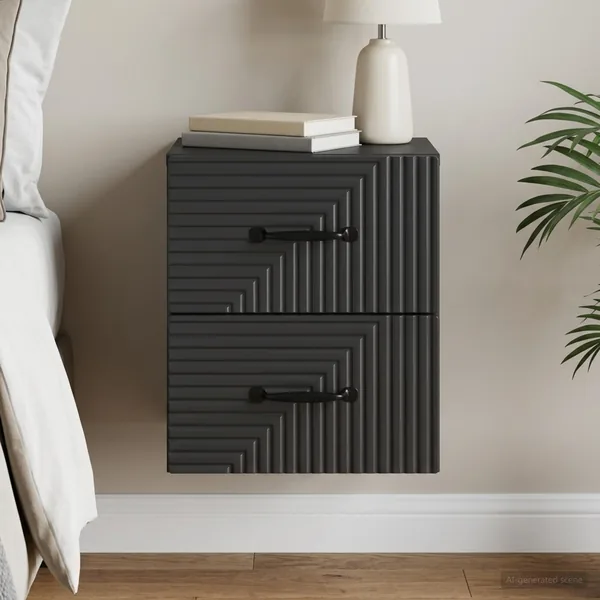 Cabinet de chevet mural avec tiroir Noir 34,5 x 33 x 40 cm