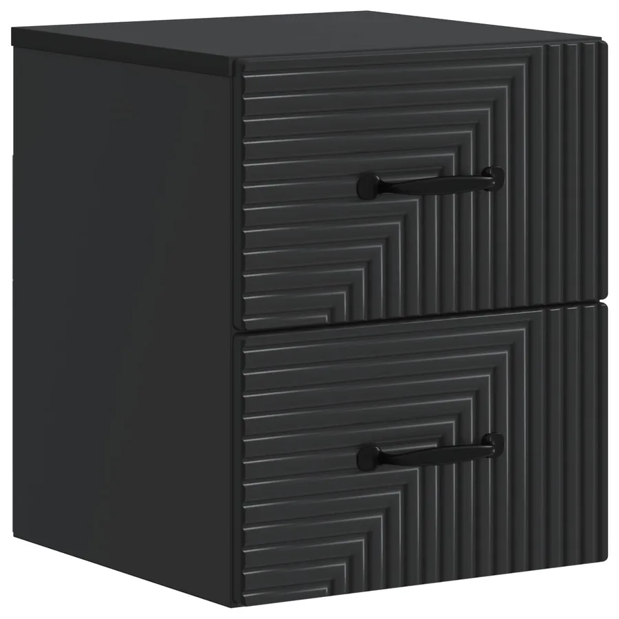 Cabinet de chevet mural avec tiroir Noir 34,5 x 33 x 40 cm - 2
