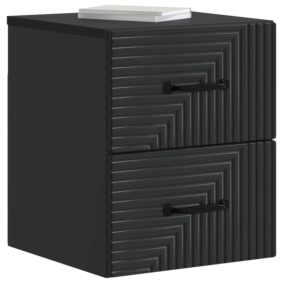 Cabinet de chevet mural avec tiroir Noir 34,5 x 33 x 40 cm - 3