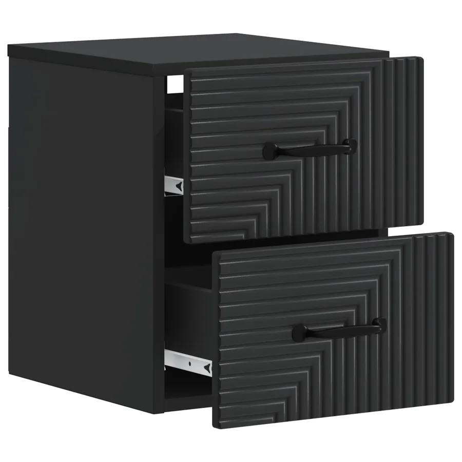 Cabinet de chevet mural avec tiroir Noir 34,5 x 33 x 40 cm - 4