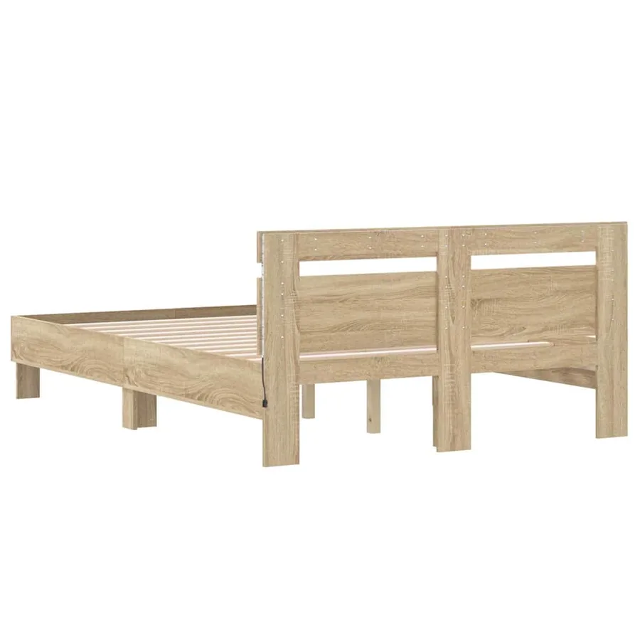 Cadre de lit avec LED Sonoma 137 x 190 cm Bois d'ingénierie - 9