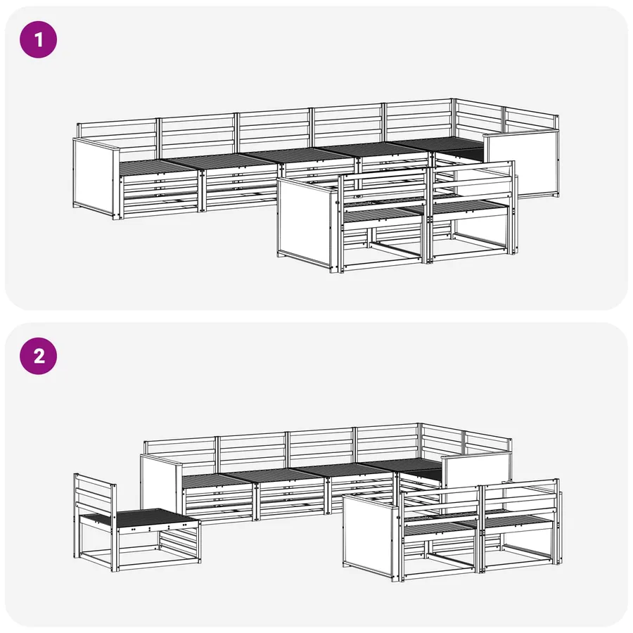 Ensemble de canapés d'extérieur 8 pcs Naturel - 6