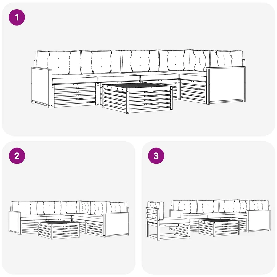 Ensemble de canapés d'extérieur 6 pcs Naturel et gris clair - 7