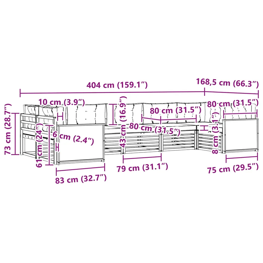 Ensemble de canapés d'extérieur 7 pcs Naturel et Beige - 7