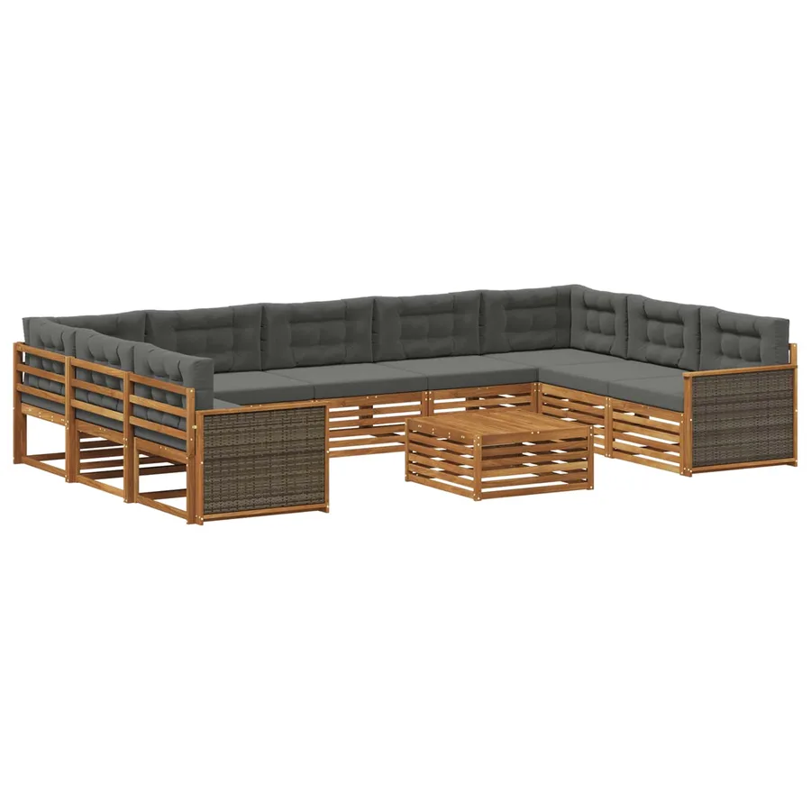 Ensemble de canapés d'extérieur 10 pcs Naturel et Anthracite - 2