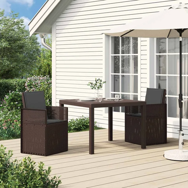 Chaises de jardin salle à manger 2 pcs Marron et anthracite PP