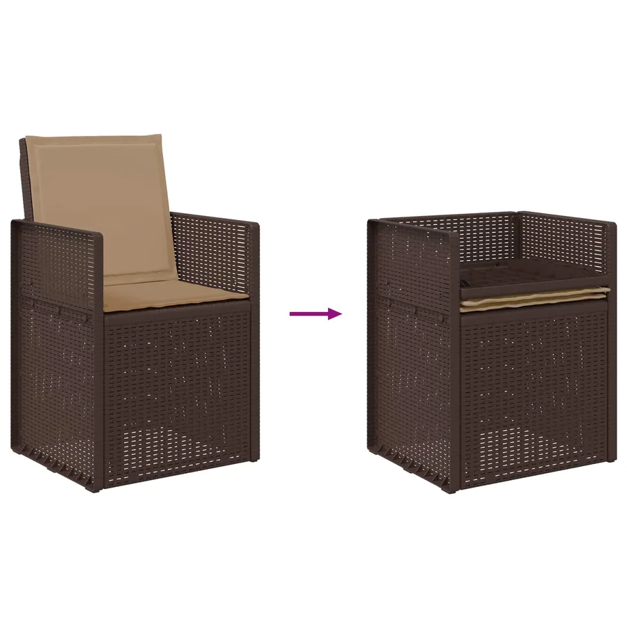 Chaises de jardin salle à manger 2 pcs Marron et anthracite PP - 35