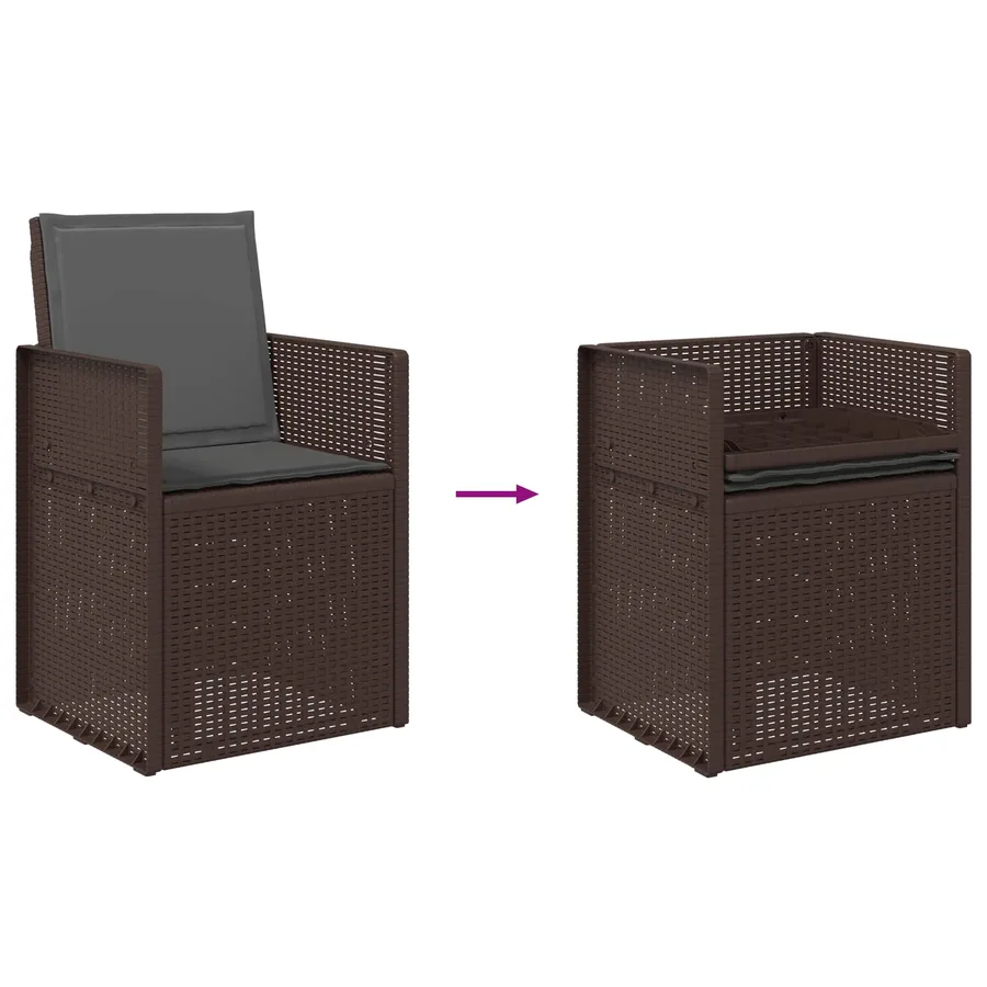 Chaises de jardin salle à manger 2 pcs Marron et anthracite PP - 9