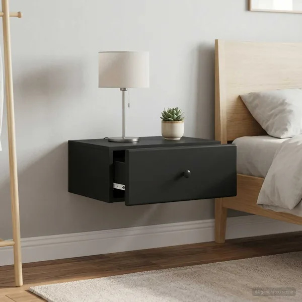 Cabinet de chevet mural 2 pcs Noir 49 x 34,5 x 20 cm