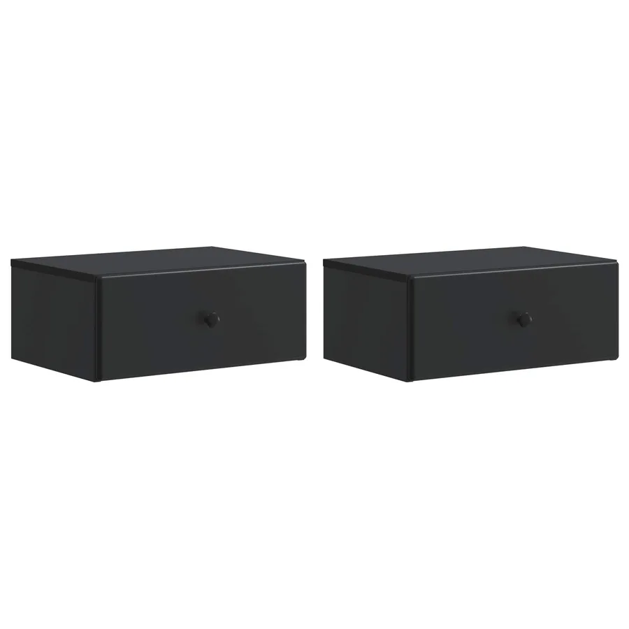 Cabinet de chevet mural 2 pcs Noir 49 x 34,5 x 20 cm - 2