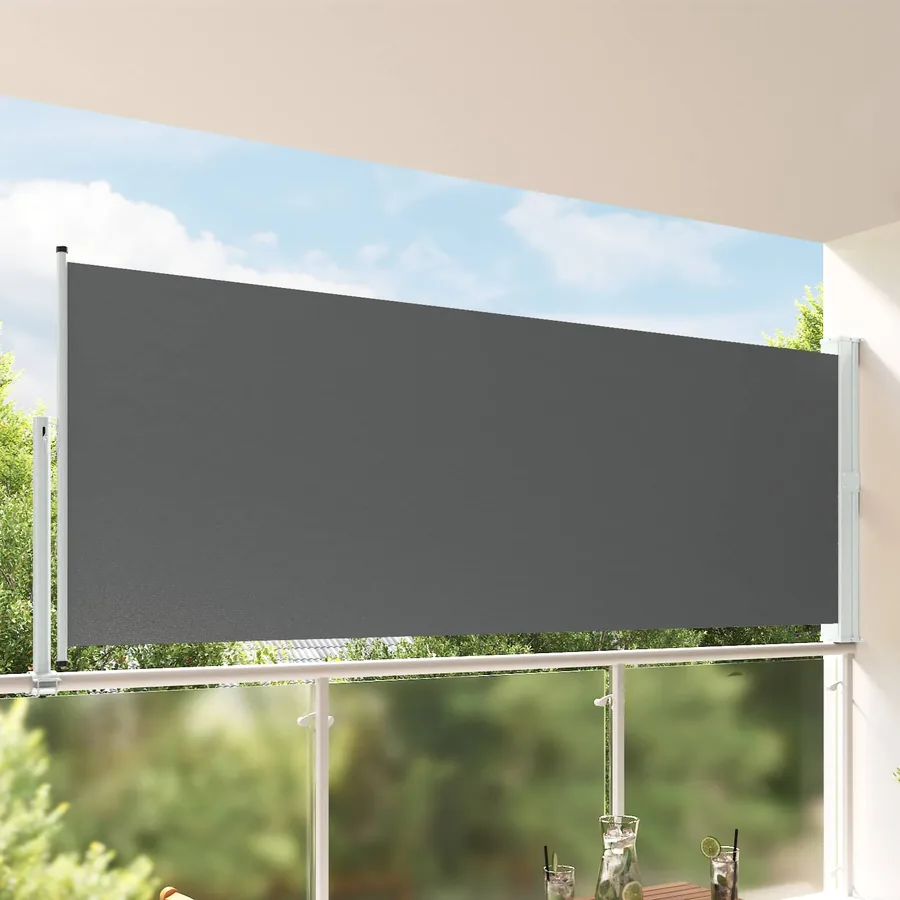 Auvent latéral 140 x 300 cm 100% polyester fer acier