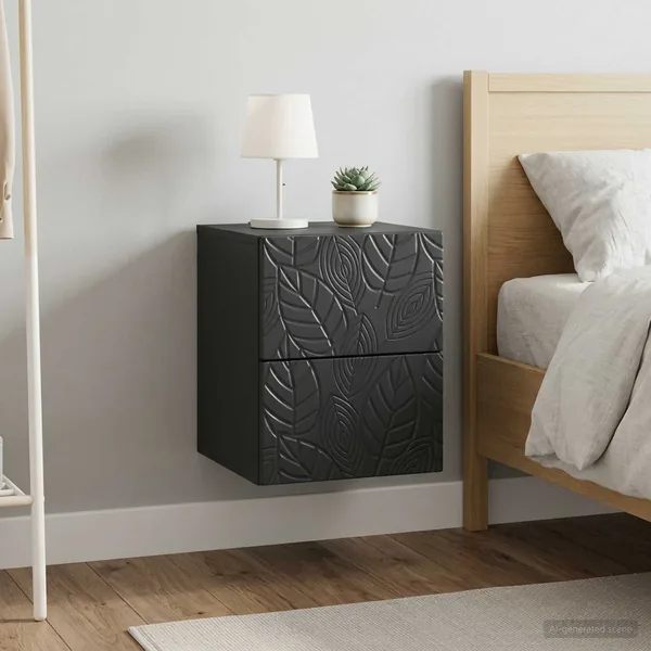 Cabinet de chevet mural 2 pcs Noir 34,5 x 33 x 40 cm