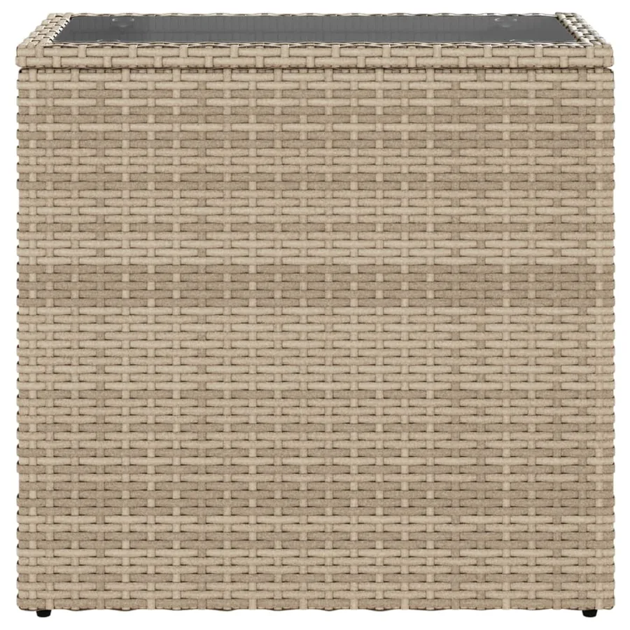 Table d'appoint de jardin avec dessus en verre beige rotin - 5