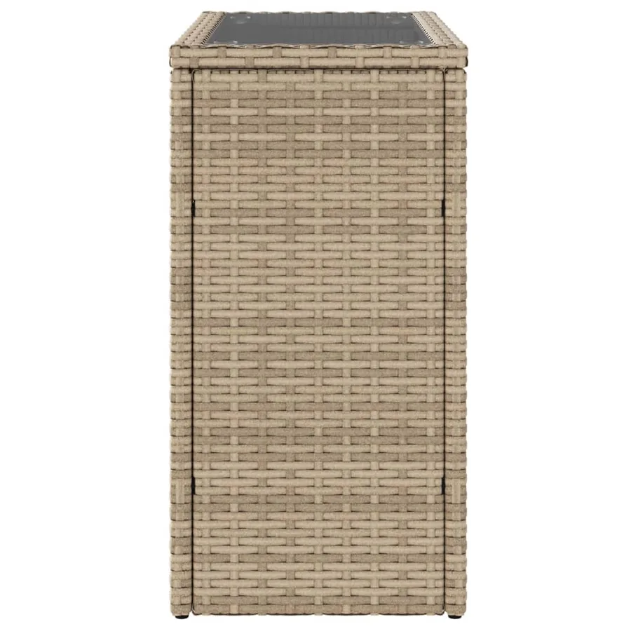 Table d'appoint de jardin avec dessus en verre beige rotin - 6