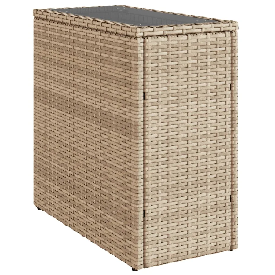 Table d'appoint de jardin avec dessus en verre beige rotin - 7