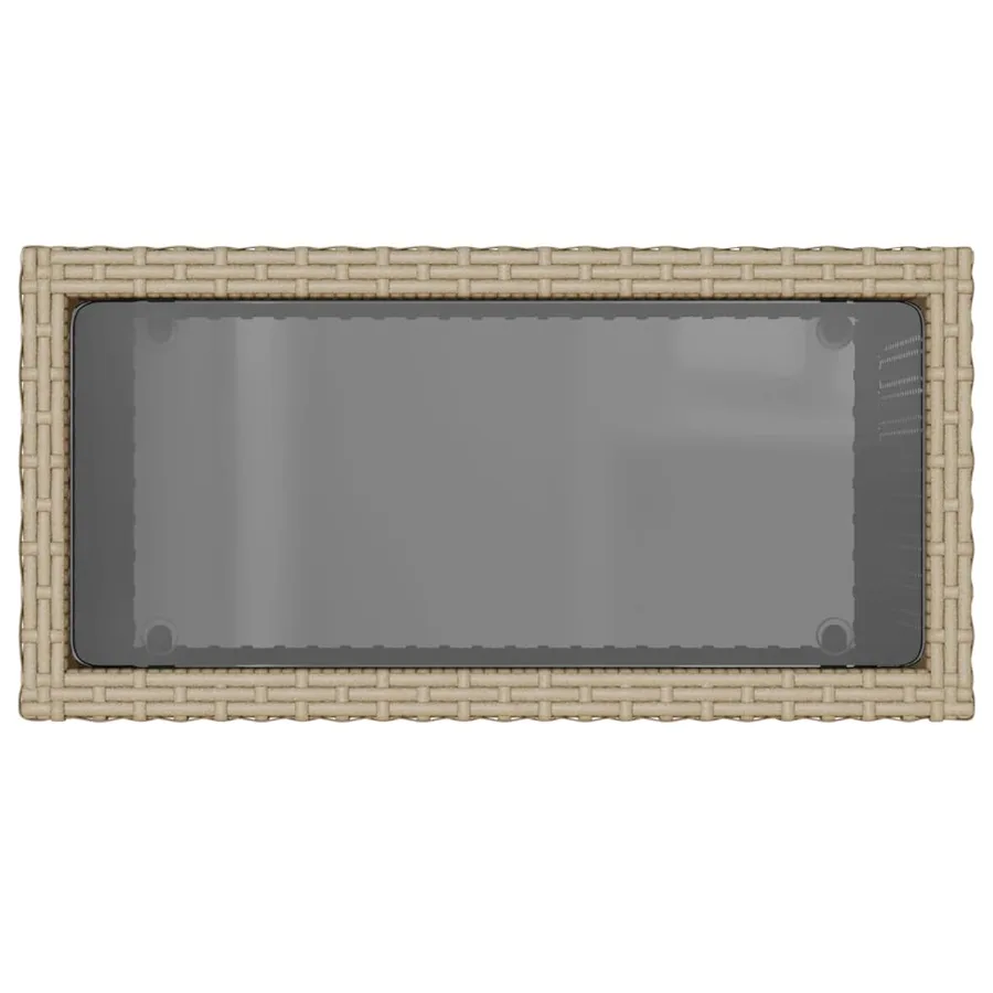 Table d'appoint de jardin avec dessus en verre beige rotin - 8