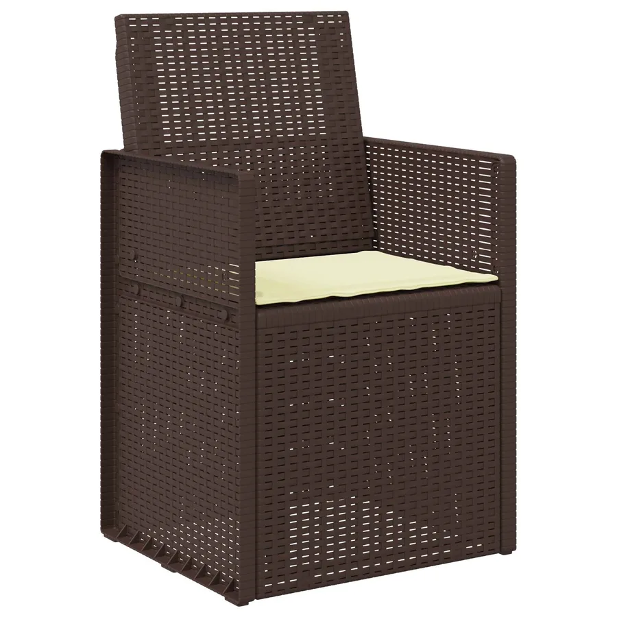 Chaises de jardin salle à manger 2 pcs Marron et crème PP - 4