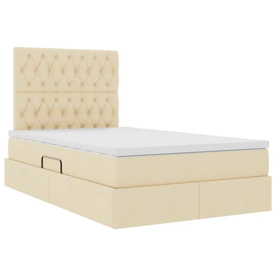 Lit de rangement LED avec matelas Crème 120 x 190 cm Tissu - 6