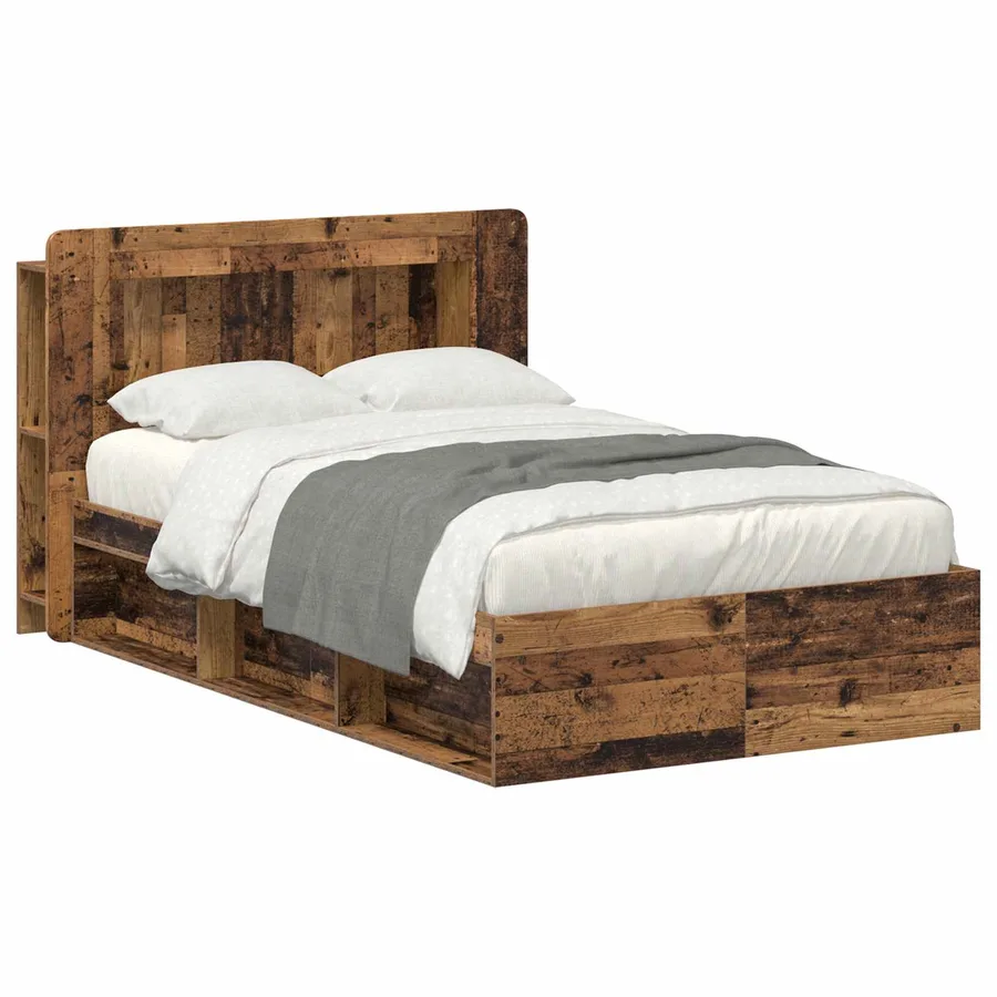 Cadre de lit avec rangement Bois ancien 120 x 190 cm - 2