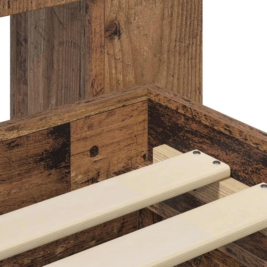 Cadre de lit avec rangement Bois ancien 120 x 190 cm - 7