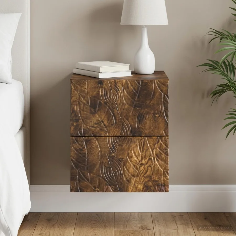 Cabinet de chevet mural Chêne fumé 34,5 x 33 x 40 cm