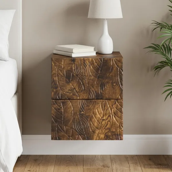 Cabinet de chevet mural Chêne fumé 34,5 x 33 x 40 cm