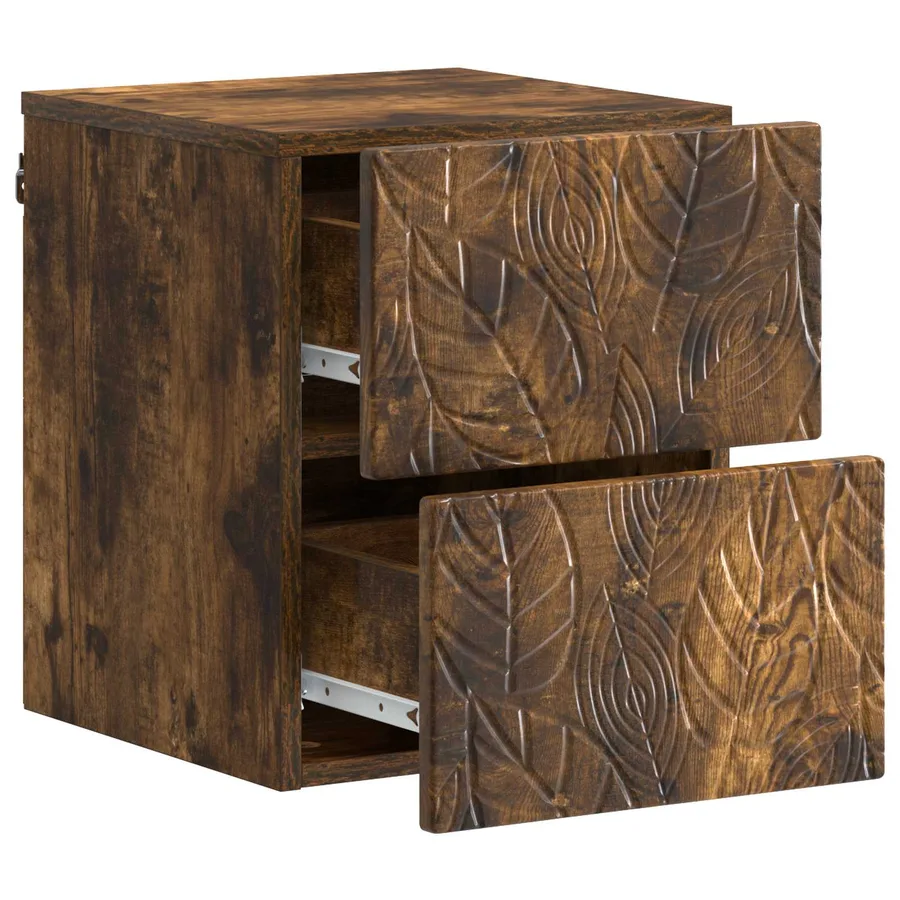 Cabinet de chevet mural Chêne fumé 34,5 x 33 x 40 cm - 3