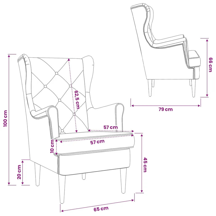 Fauteuil Turquoise Velours - 10