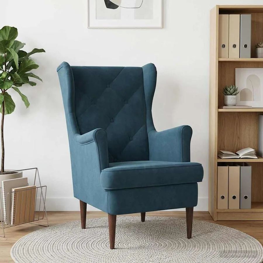 Fauteuil Bleu Velours