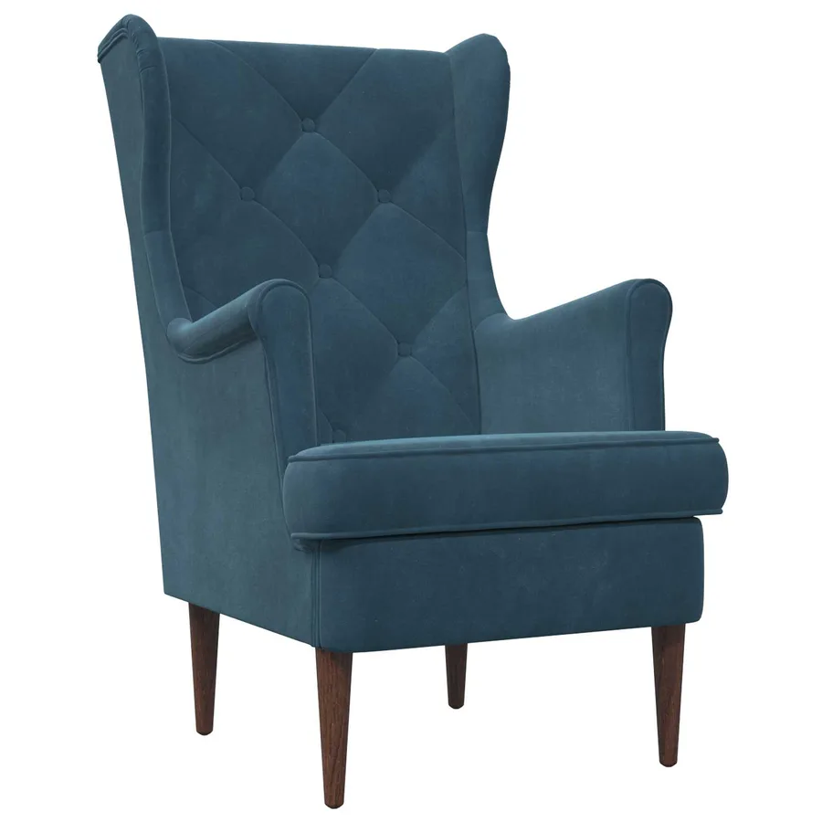 Fauteuil Bleu Velours - 2