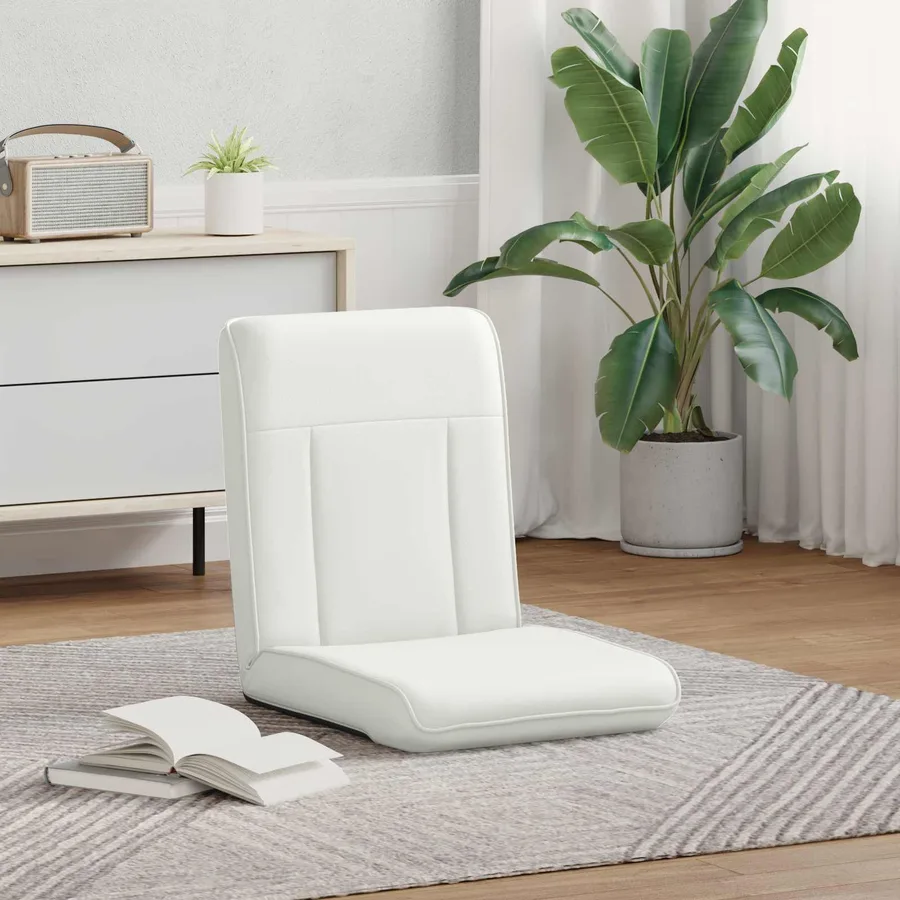 Fauteuil de sol ajustable Blanc Simili cuir - 3