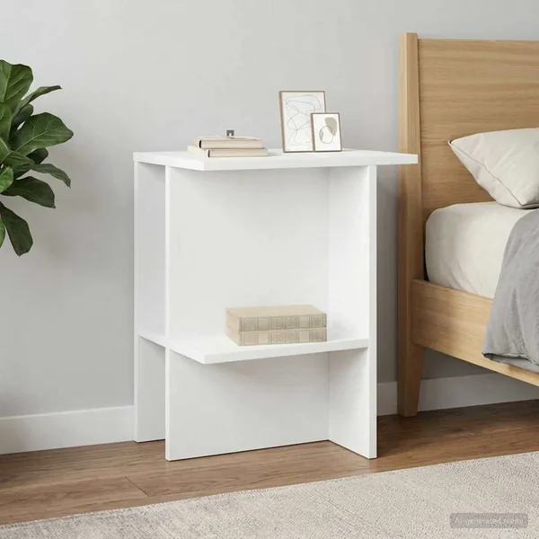 Table basse Blanc 40 x 30 x 49 cm Bois d'ingénierie