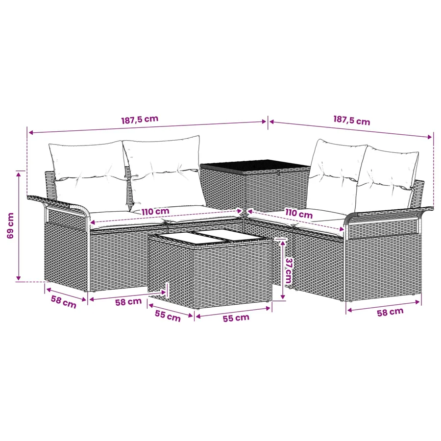 Ensemble de Canapés 6 pcs 4-Nombre de places - 10