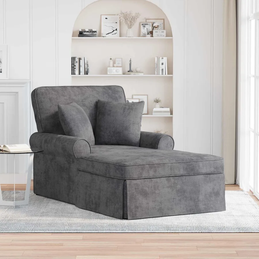 Chaise lounge avec jupe Gris foncé 157 x 91 x 91 cm ARES