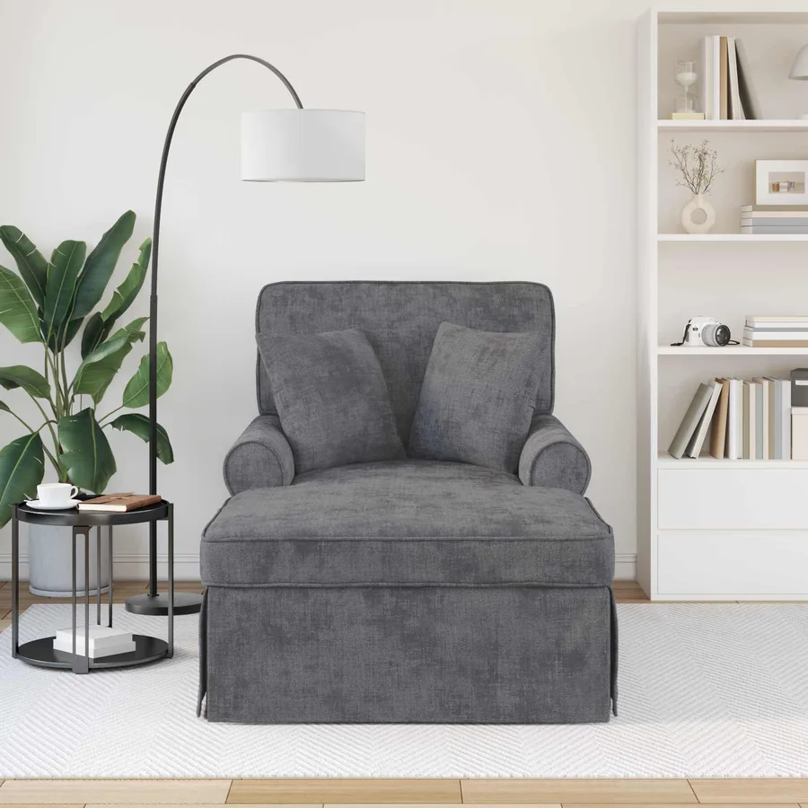 Chaise lounge avec jupe Gris foncé 157 x 91 x 91 cm ARES - 3