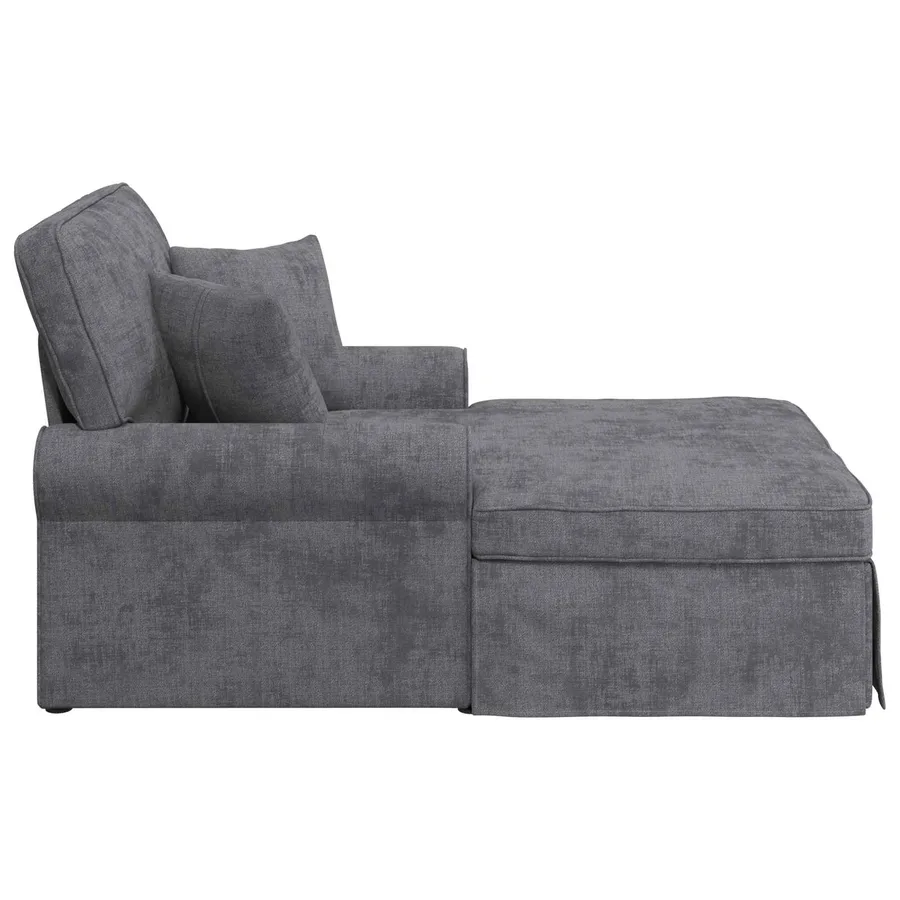 Chaise lounge avec jupe Gris foncé 157 x 91 x 91 cm ARES - 5