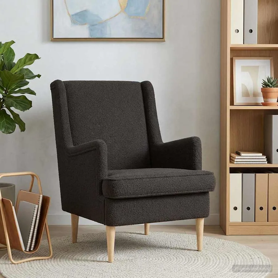 Fauteuil Noir Bouclé - 3