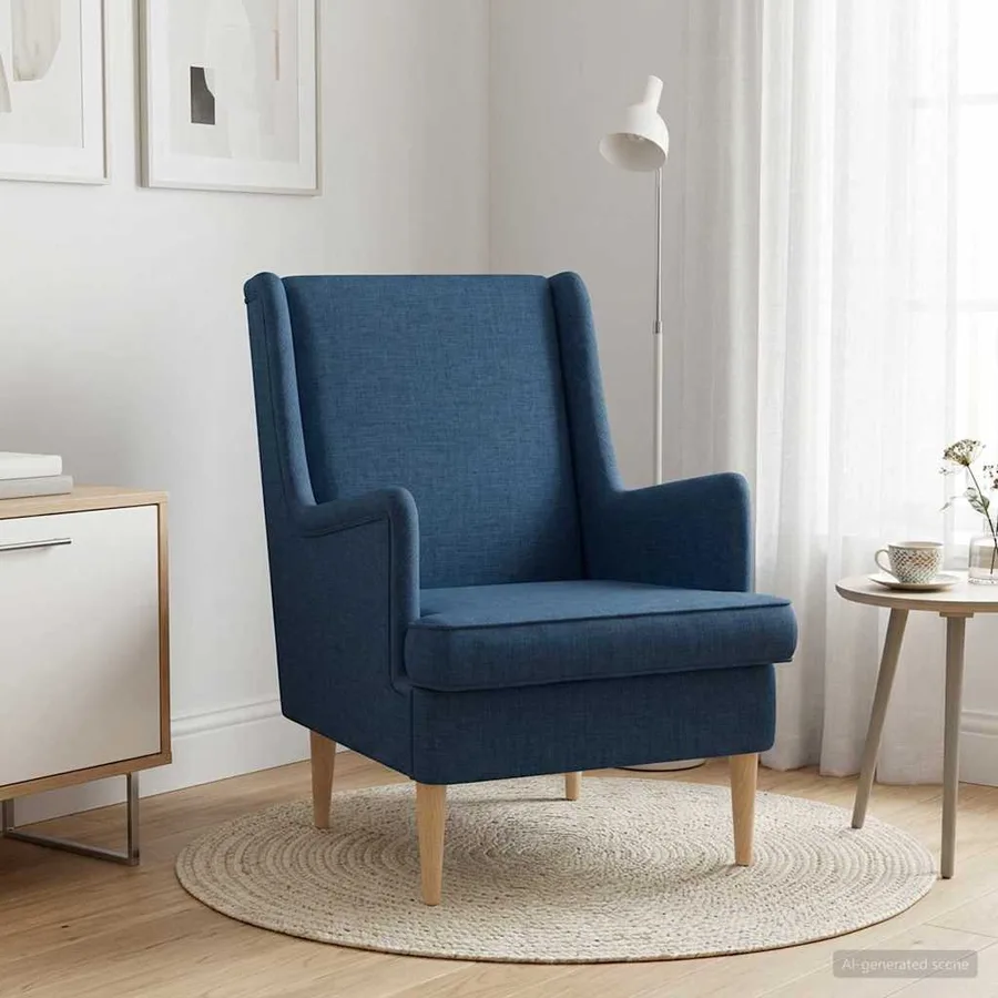Fauteuil Bleu Tissu - 3